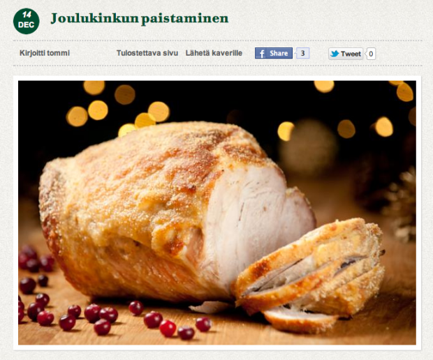 joulukinkun paistaminen - a trend at christmas in Finland